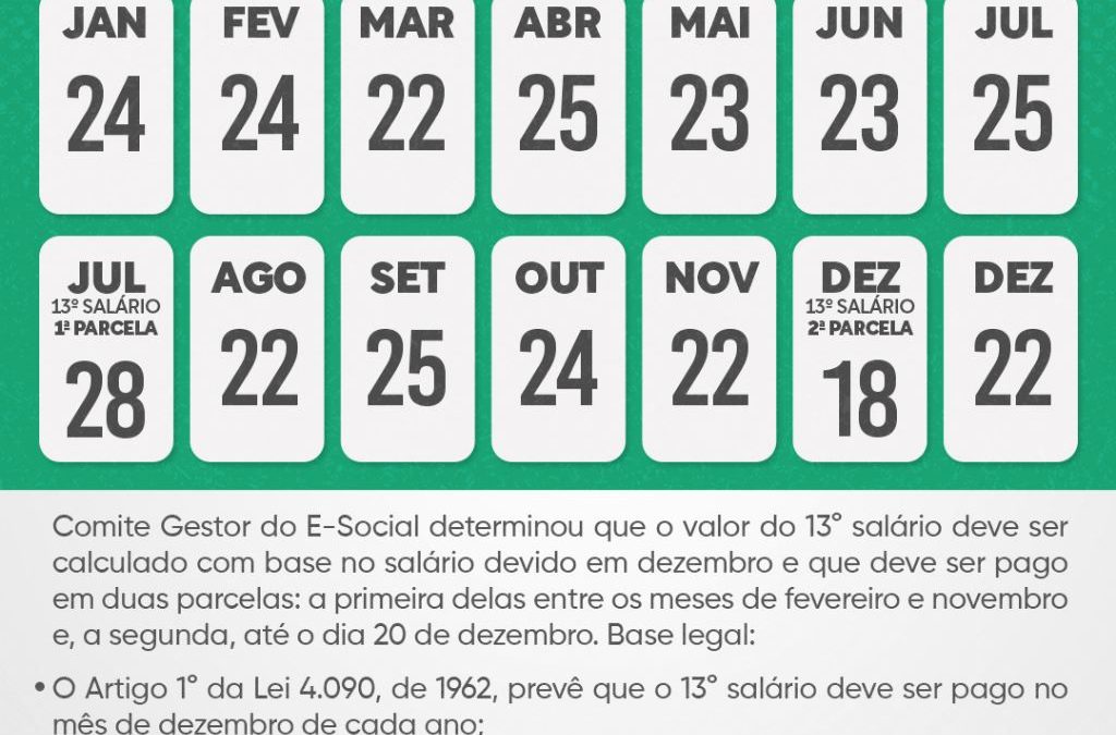 Calendário de Pagamentos de 2023